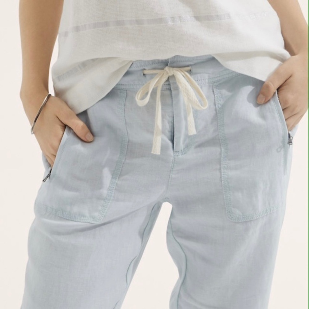 Lou and Grey Linen Joggers in Light Blue-Small